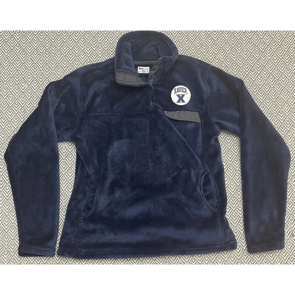Pro Edge Xavier Navy Half Snap Fleece Pullover Womens M Collegiate NCAA Football